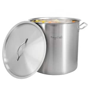 Professional Kitchen 26.4 qt. Large Round Stainless Steel Stock Pot with Lid