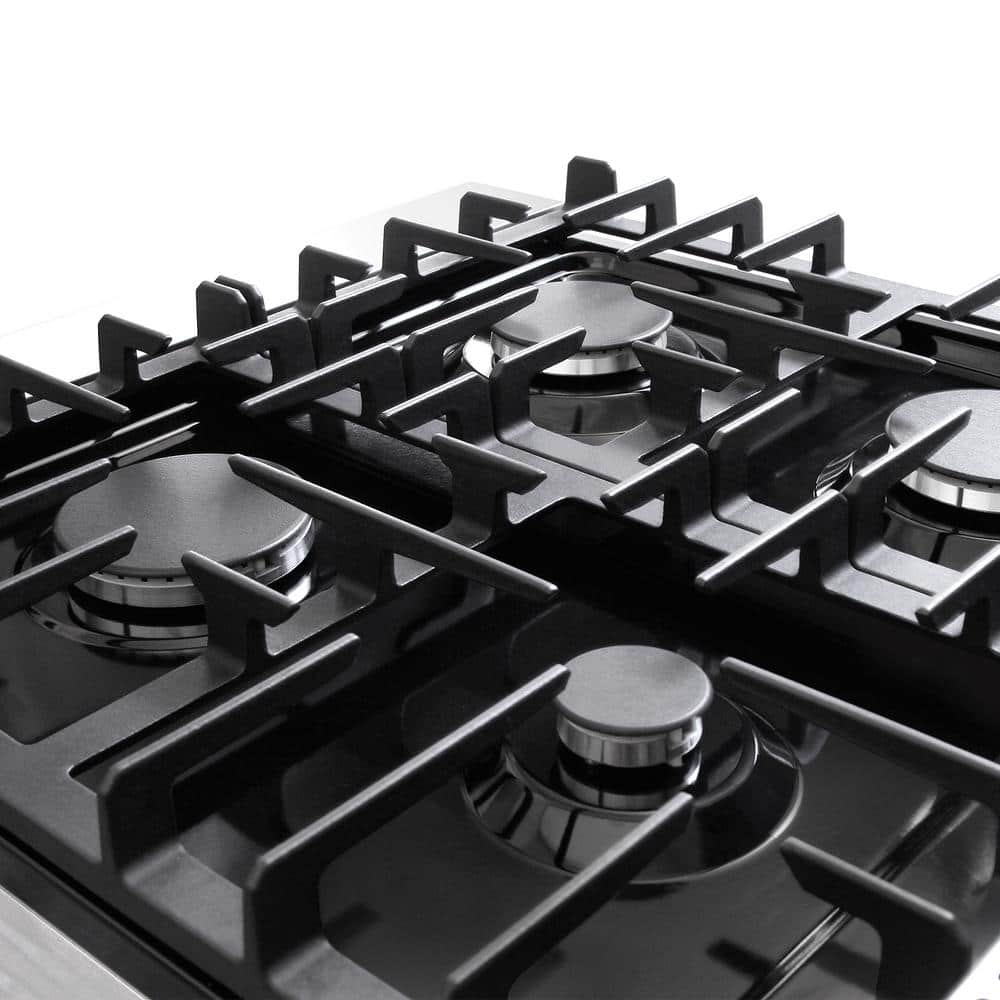 24-inch Stainless Steel Gas Range with Convection Oven and Cast Iron Grates