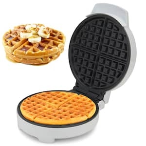 SW902W 230-Watt 4-Waffles White Belgian Waffle Maker with Vertical Lid Opening