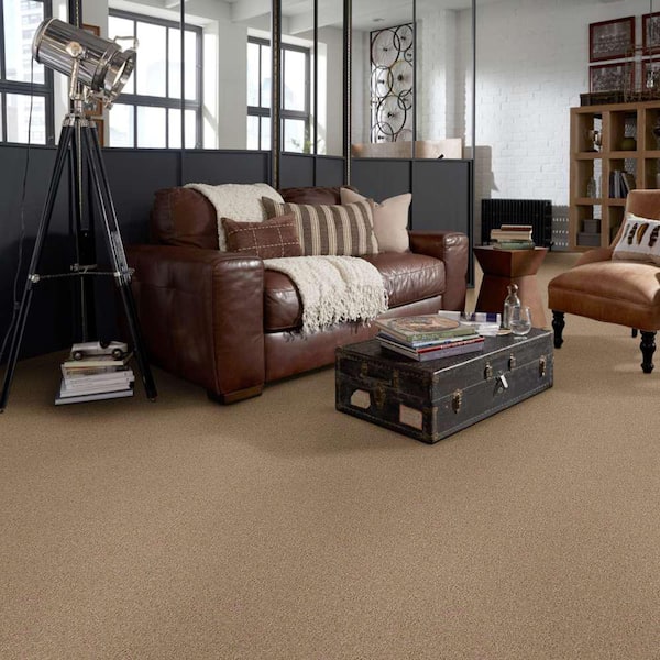 Brave Soul I - Garbanzo - Brown 15 ft. 34.7 oz. Polyester Texture Carpet - Installation Required