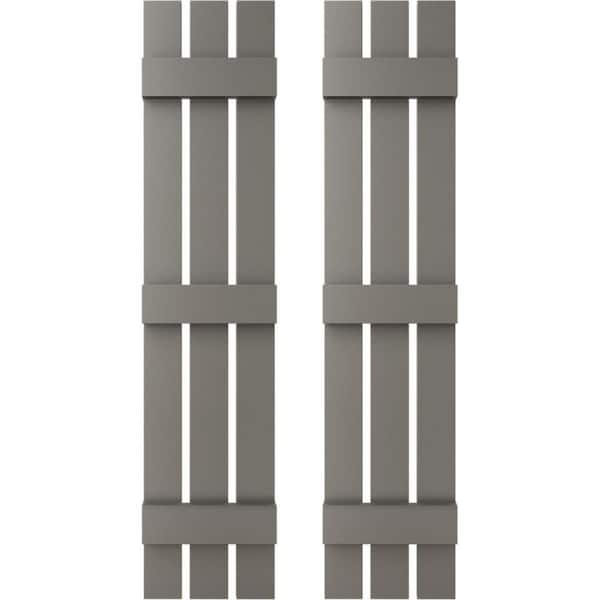 12 in. W x 74 in. H TailorMade Three Board Spaced (3 Batten), Board-n-Batten Shutters - Tuxedo Grey