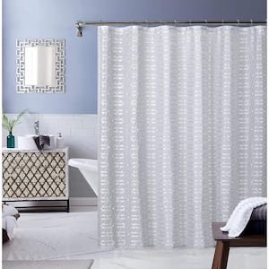 Cassandra 72 in. W x 70 in. L Polyester Blended Fabric Shower Curtain in Silver