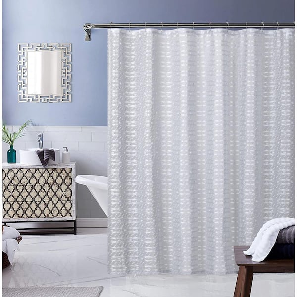 Dainty Home Cassandra 72 in. W x 70 in. L Polyester Blended Fabric Shower Curtain in Silver