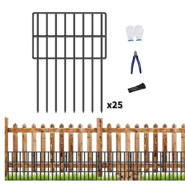 .N/A 17in Metal Garden Fence, 25-Pack, 27ft Rustproof Animal Barrier for Outdoor Use