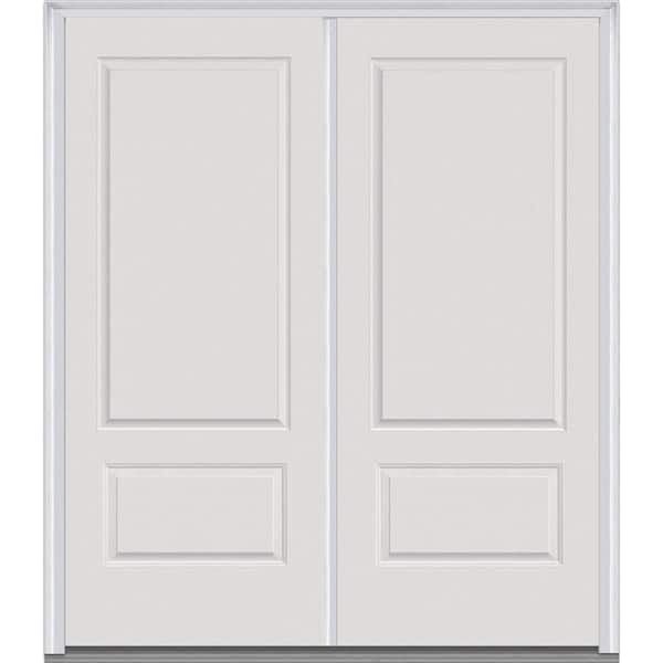 MMI Door 72 in. x 80 in. Classic Left-Hand Inswing 2-Panel Painted Fiberglass Smooth Prehung Front Door with Brickmould