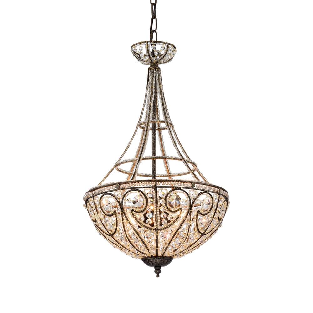 Gaspard 15 in. 4-Light Indoor Gold Pendant Lamp with Light Kit price history on PriceWatchPro