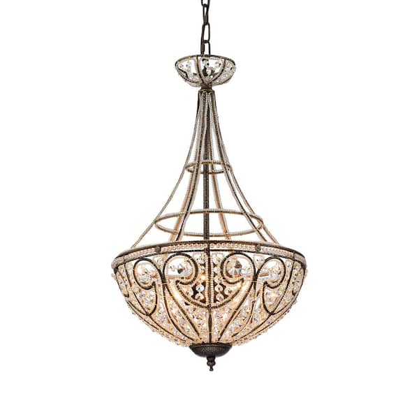 Warehouse of Tiffany Gaspard 15 in. 4-Light Indoor Gold Pendant Lamp with Light Kit