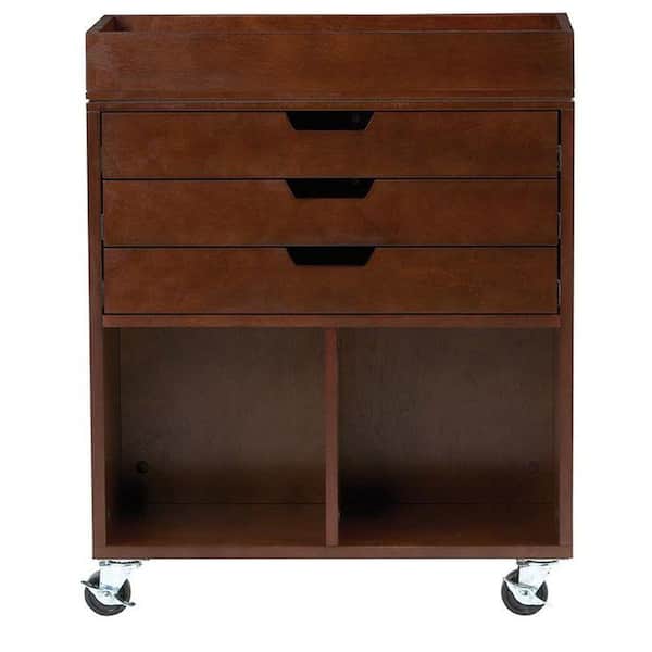 Home Decorators Collection Avery 25 in. W 3-Drawer MDF Wrapping Mobile Cart in Chestnut