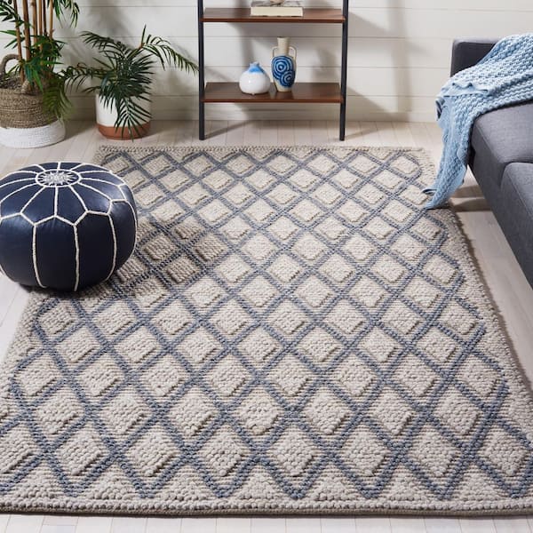Natura 5 ft. x 8 ft. Silver High-Low Diamond Area Rug