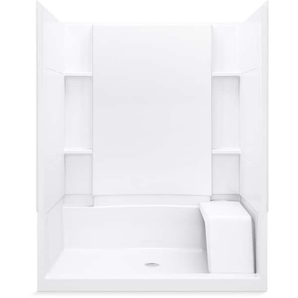 Accord 36 in. x 60 in. x 74-1/2 in. Standard Fit Shower Kit with Seat in White