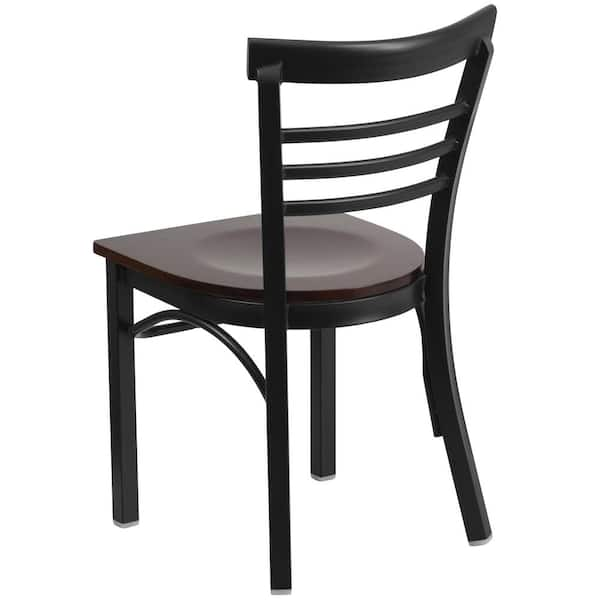 Flash furniture hercules ladder back online metal dining chair in black