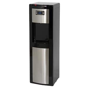 3-5 Gal. Hot, Cold and Room Temperature Bottom Load Water Dispenser in Black and Stainless Steel with Kettle Feature