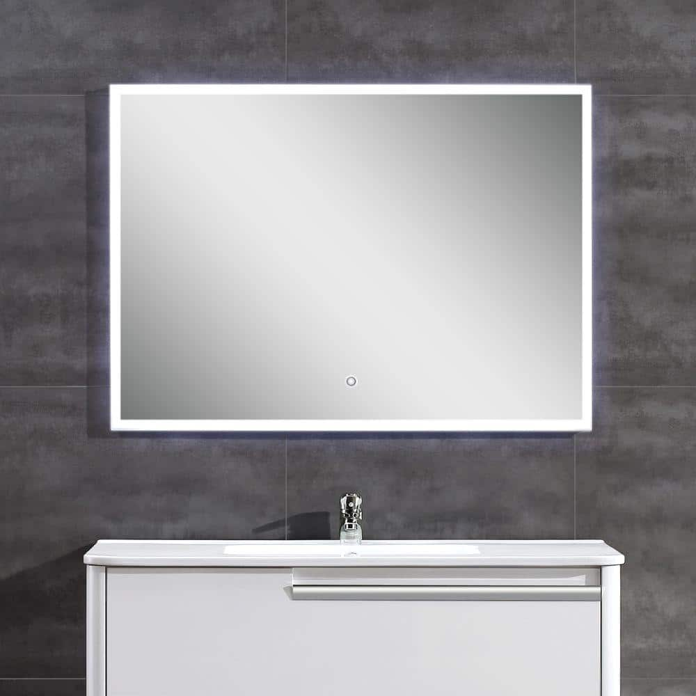 Ove Decors 39 In W X 28 In H Frameless Rectangular Led Light Bathroom Vanity Mirror In Glass Ove Dl 03d The Home Depot