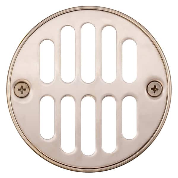 Westbrass Round Brass Shower Strainer Grid Drain Cover with Crown Ring, Satin Nickel