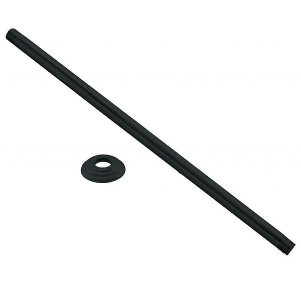 Westbrass 1/2 in. IPS x 48 in. Round Ceiling Mount Shower Arm with Flange, Matte Black