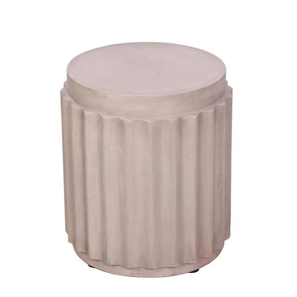 Tidoin 14.6 in. W x 17 in. H Beige Round Wood Outdoor Side Table