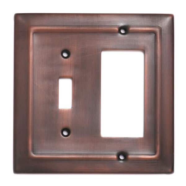Monarch Abode Architectural 2-Gang 1-Toggle/1-Rocker Wall Plate (Antique Copper Finish)