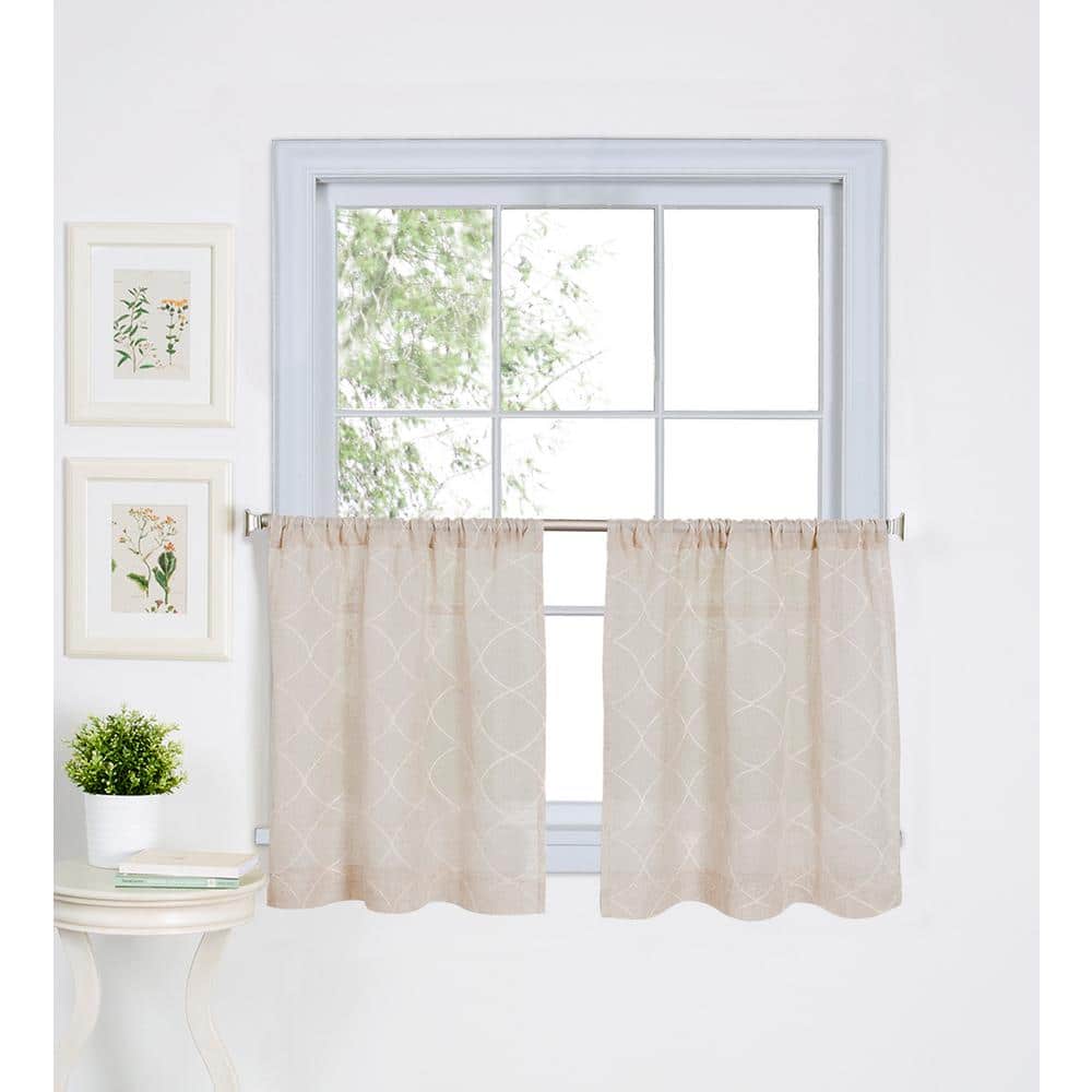 Ivory Linen Blend Rod Pocket Kitchen Tier Curtains