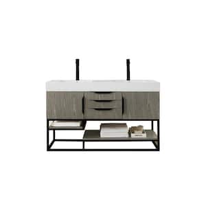 Columbia 59.0 in. W x 19.5 in. D x 36 in. H Bathroom Vanity in Ash Gray with Glossy White Composite Top