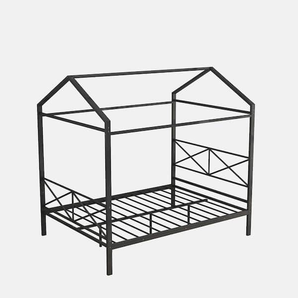 wetiny Black Metal Frame Queen Size Platform Bed
