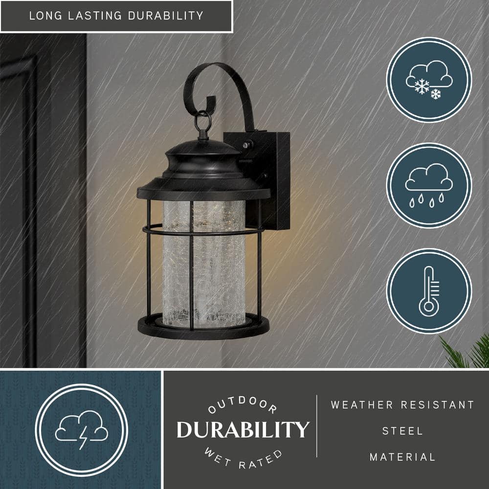 Melbourne Bronze LED Outdoor Wall Sconce with Crackled Glass