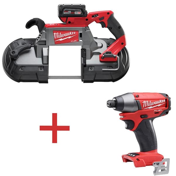 Milwaukee M18 FUEL 18-Volt Cordless Brushless Deep Cut Band Saw 2-Battery Kit with Free M18 1/4 in. Hex Impact Driver