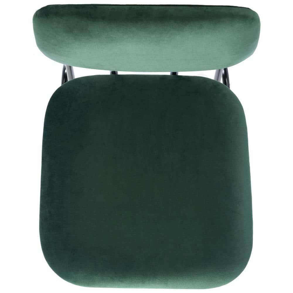 Malachite Green Velvet Parsons Side Chair Set with Matte Black Frame