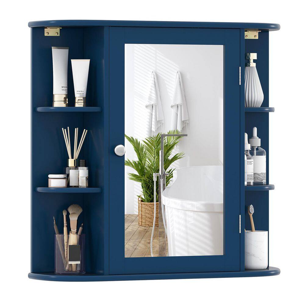 26 in. W x 25 in. H Rectangular Blue MDF Surface Mount Medicine Cabinet with Mirror and Open Storage Shelves price history on PriceWatchPro