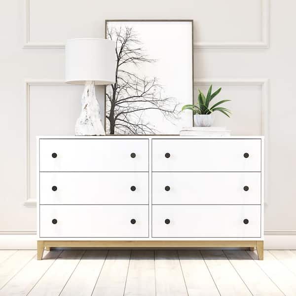 Prepac Nordik 6 Drawer Bedroom Dresser White Oak