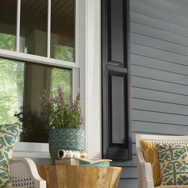 15 in. x 63 in. Raised Panel Polypropylene Shutters Pair in Winestone