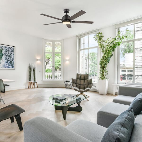 Essex 52 in. Dimmable LED Indoor/Outdoor Black Smart Ceiling Fan with Light Kit/Remote/Wall Control, Works with Alexa