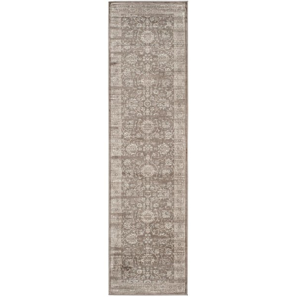 SAFAVIEH Vintage Brown/Ivory 2 ft. x 8 ft. Speckled Distressed Border Runner Rug