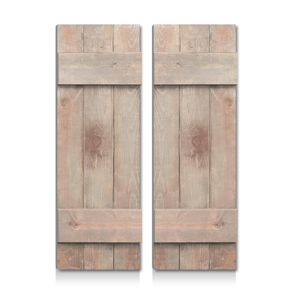 24" x 24" Silver Gray Pine Wood Board and Batten Shutters