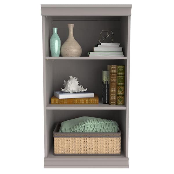 21.39 in. W Smoky Taupe Modular Storage Stackable 3-Shelf Unit