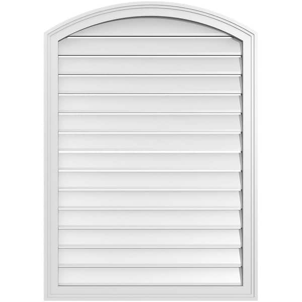 Ekena Millwork 30 in. x 40 in. Arch Top Surface Mount PVC Gable Vent: Decorative with Brickmould Frame