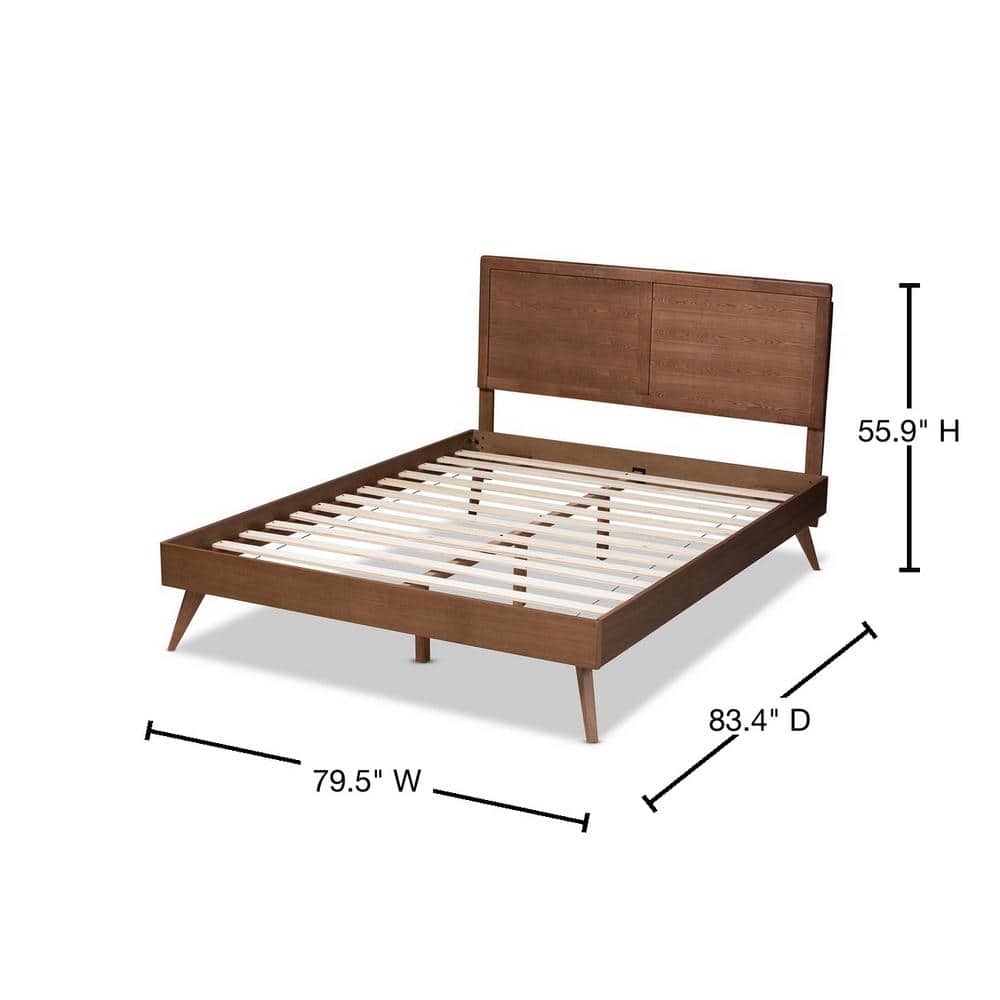 Walnut Brown Mid-Century Modern King Platform Bed