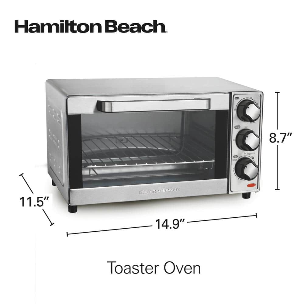Stainless Steel 4-Slice Countertop Toaster Oven with Automatic Shutoff