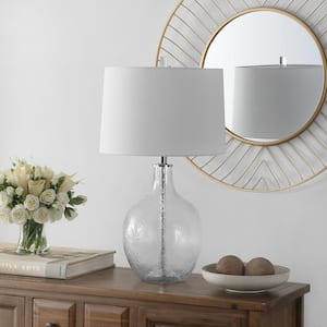 Nadine 26 in. Clear Table Lamp with White Shade