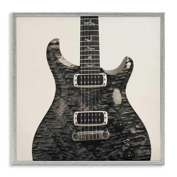 Stupell Industries Wave Patterned Guitar by Deborah Revell Gray Framed Music Giclee Art Print 12 in. x 12 in.