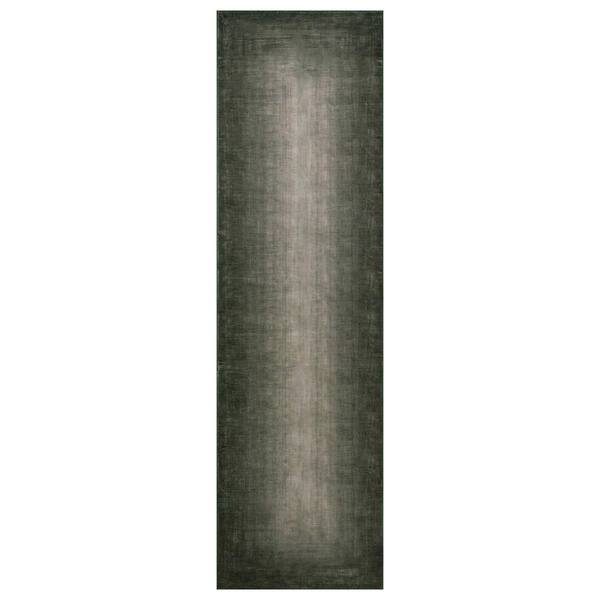 Vignette Ombre Sage Green Machine Washable Non-Slip Backing 2 ft. x 12 ft. Green Area Rug