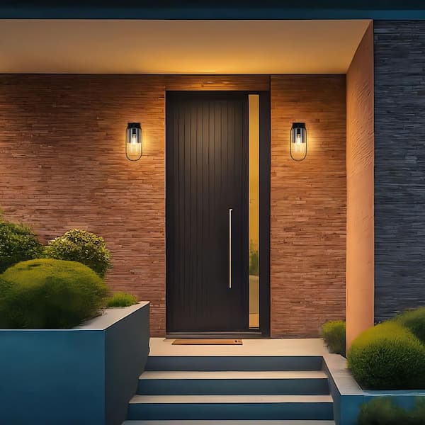 15 in. Black Outdoor Hardwired Wall Sconce with No Bulbs Included