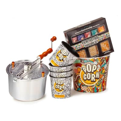 6 qt. Aluminum Stovetop Popcorn Popper and Film Festival Complete Popcorn Set