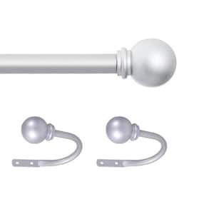Chelsea 28 in. - 48 in. Adjustable Single Curtain Rod with Holdbacks 5/8 in. Dia. in Brushed Nickel with Ball Finials