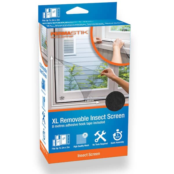 Unbranded PermaStik XL Removable Insect Screen, 78.7 in x 78.7 in, Or cut down to suit smaller size, Adhesive Mounting