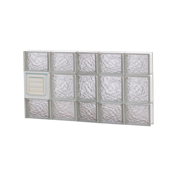 Clearly Secure 36.75 in. x 19.25 in. x 3.125 in. Frameless Ice Pattern Glass Block Window with Dryer Vent