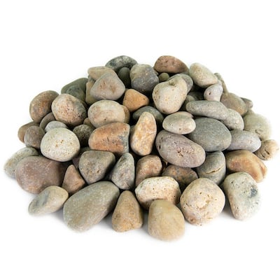 0.50 cu. ft. 1 in. to 2 in. Buff Mexican Beach Pebble Smooth Round Rock for Gardens, Landscapes and Ponds
