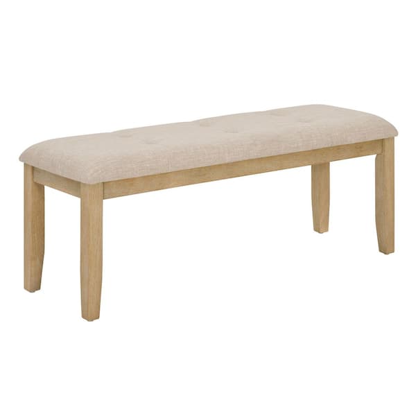 Best Quality Furniture Juno Rustic Beige Fabric Dining Bench