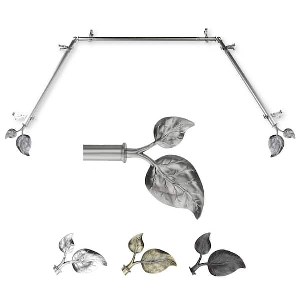 EMOH 13/16" Dia Adjustable 20"-36", 38"-72" Bay Window Curtain Rod with Batony Finials in Satin Nickel