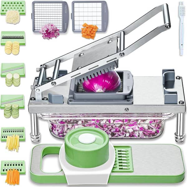 All-in-1 Stainless Steel 8-Blade Mandoline Slicer & Cheese Grater Vegetable Chopper