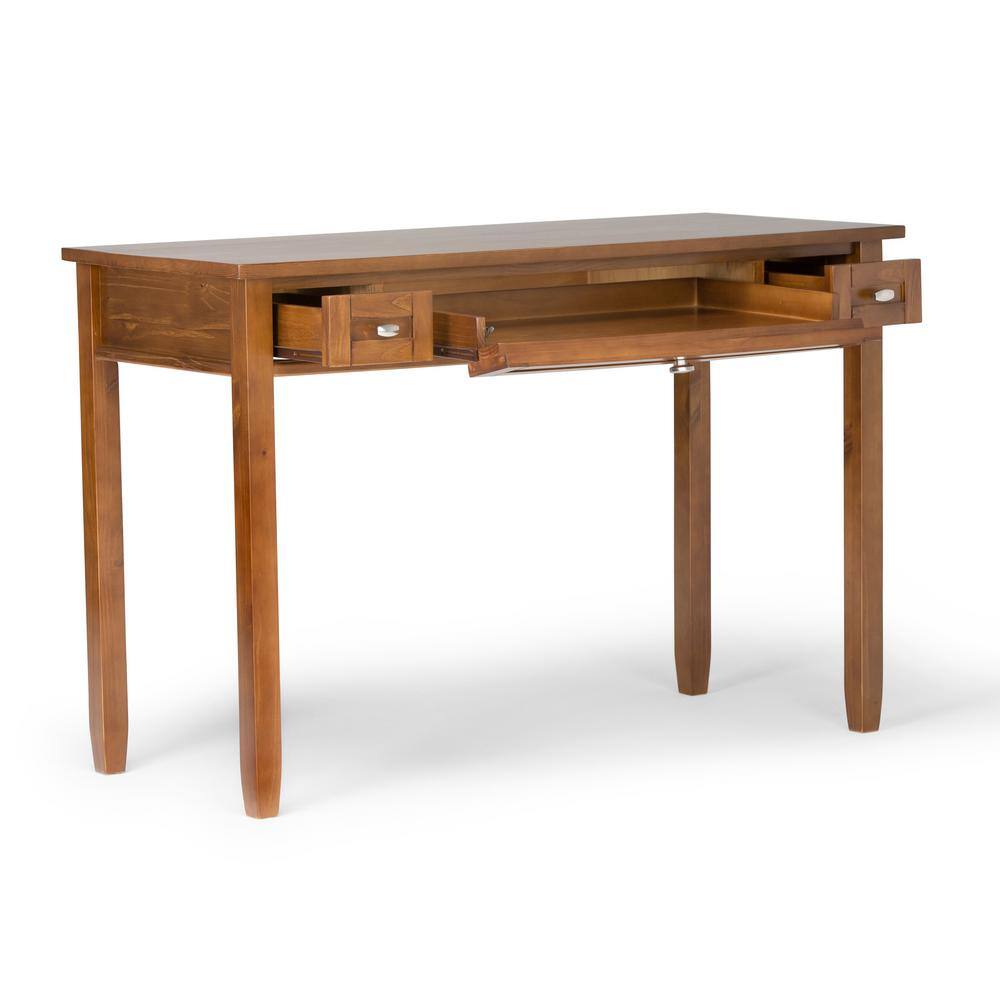 Light Golden Brown Wood Writing Desk with Drawer and Keyboard Tray